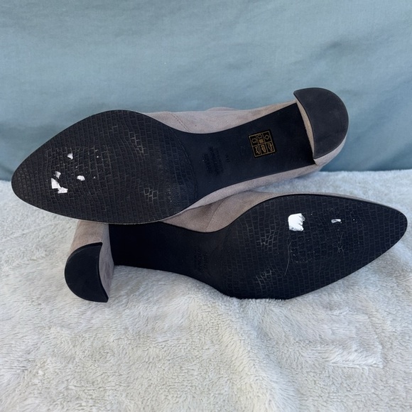 EUC Stuart Weitzman Yuliana 60 Stretch Suede Flannel Gray Boot Leather Size 9.5 - Picture 5 of 10